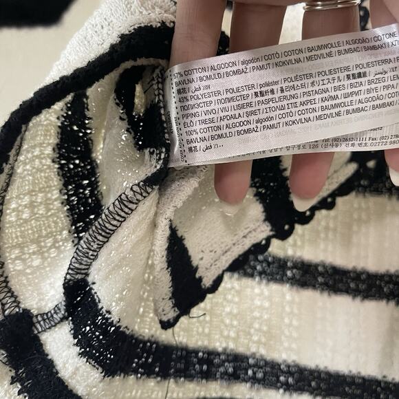 MNG BY MANGO black white striped knit 2 piece vest pants set L/XL - Picture 6 of 12